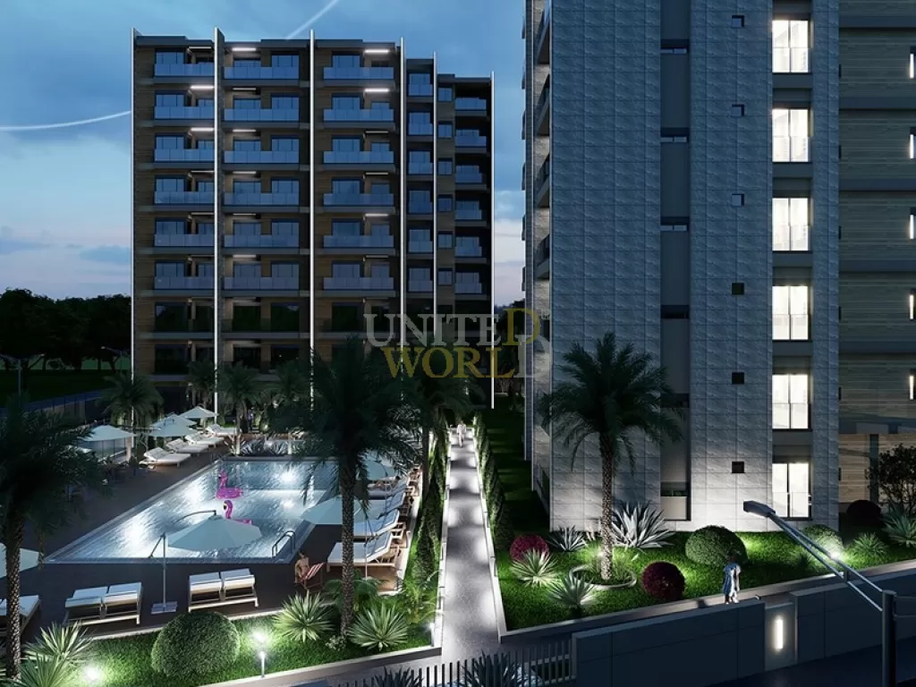 Современные апартаменты в Анталии с видом на город.